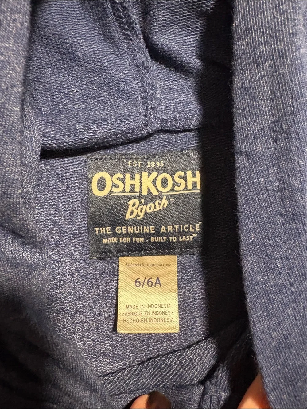 OshKosh B'gosh Heather Navy Short-Sleeve Hoodie with Kangaroo Pocket
